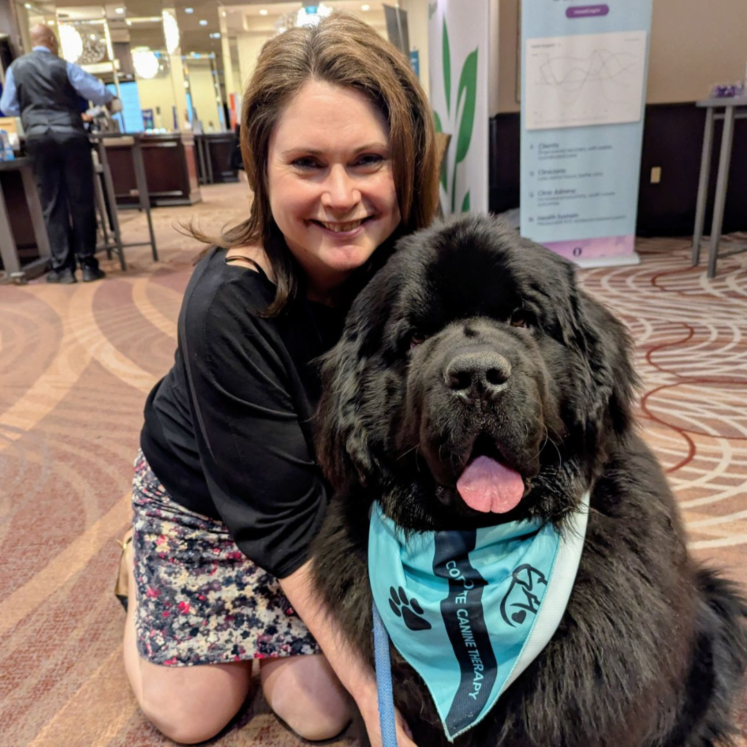 Amy and Marmite, the therapy dog