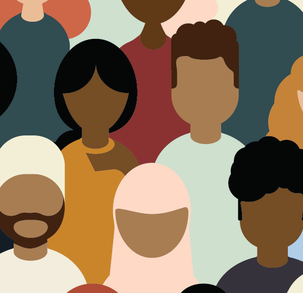 Illustration of a crowd of multicultural people