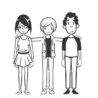 Whiteboard drawing of three peers