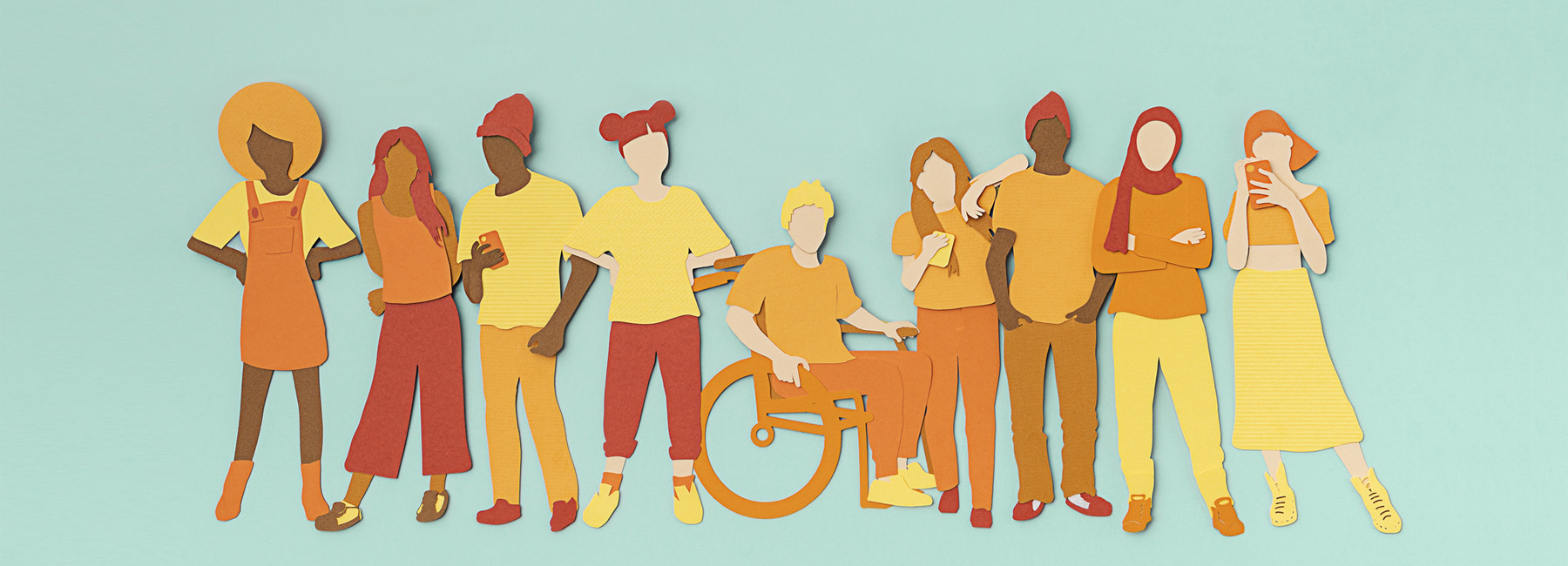 Drawing of a diverse group of young people