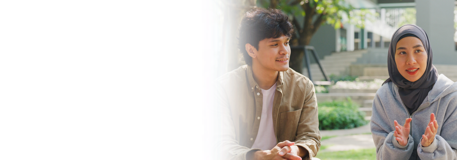 Two young people are talking